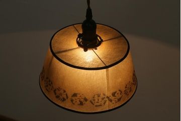 ビンテージ照明　レア!　レトロなシェードのペンダントライト(天井照明、電笠)(R-041258)