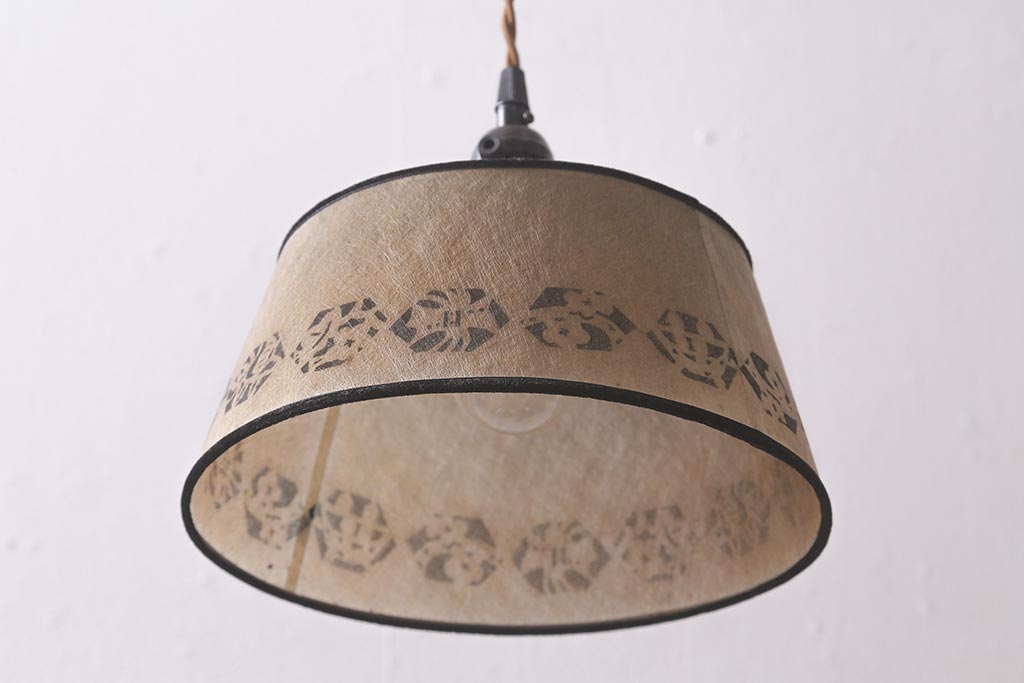 ビンテージ照明　レア!　レトロなシェードのペンダントライト(天井照明、電笠)(R-041258)