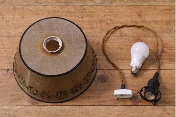 ビンテージ照明　レア!　レトロなシェードのペンダントライト(天井照明、電笠)(R-041258)