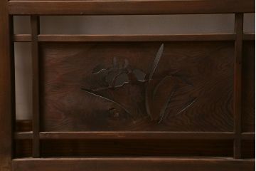 ビンテージ建具　菖蒲　日本風情を感じさせる透かし入りの御簾戸4枚セット(戸、簀戸、葭戸、夏障子、夏戸、葦戸)(R-041262)