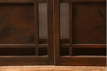 ビンテージ建具　菖蒲　日本風情を感じさせる透かし入りの御簾戸4枚セット(戸、簀戸、葭戸、夏障子、夏戸、葦戸)(R-041262)