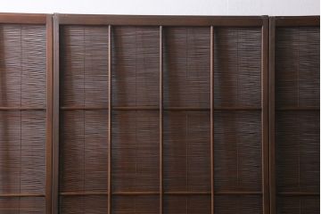 ビンテージ建具　菖蒲　日本風情を感じさせる透かし入りの御簾戸4枚セット(戸、簀戸、葭戸、夏障子、夏戸、葦戸)(R-041262)