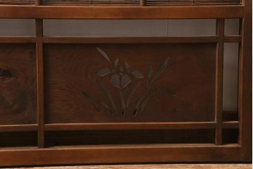 ビンテージ建具　菖蒲　日本風情を感じさせる透かし入りの御簾戸4枚セット(戸、簀戸、葭戸、夏障子、夏戸、葦戸)(R-041262)