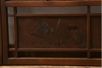 ビンテージ建具　菖蒲　日本風情を感じさせる透かし入りの御簾戸4枚セット(戸、簀戸、葭戸、夏障子、夏戸、葦戸)(R-041262)
