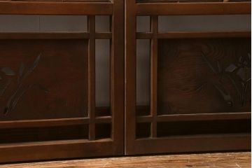ビンテージ建具　菖蒲　日本風情を感じさせる透かし入りの御簾戸4枚セット(戸、簀戸、葭戸、夏障子、夏戸、葦戸)(R-041262)