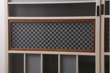 レトロ建具　当店オリジナルガラス　ナチュラルインテリアと相性の良いペイントガラス戸2枚セット(引き戸)(R-041263)