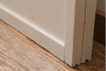 レトロ建具　当店オリジナルガラス　ナチュラルインテリアと相性の良いペイントガラス戸2枚セット(引き戸)(R-041263)