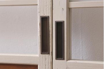 レトロ建具　当店オリジナルガラス　ナチュラルインテリアと相性の良いペイントガラス戸2枚セット(引き戸)(R-041263)