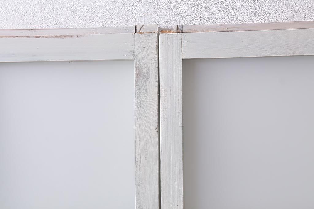 アンティーク建具　ペイント　色ガラス　爽やかな色合いが魅力的なガラス戸2枚セット(引き戸、建具)(R-041264)