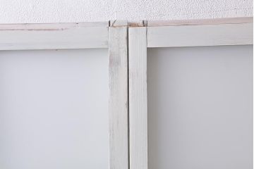 アンティーク建具　ペイント　色ガラス　爽やかな色合いが魅力的なガラス戸2枚セット(引き戸、建具)(R-041264)