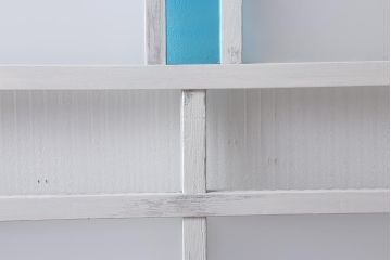 アンティーク建具　ペイント　色ガラス　爽やかな色合いが魅力的なガラス戸2枚セット(引き戸、建具)(R-041264)