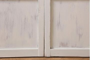 アンティーク建具　ペイント　色ガラス　爽やかな色合いが魅力的なガラス戸2枚セット(引き戸、建具)(R-041264)