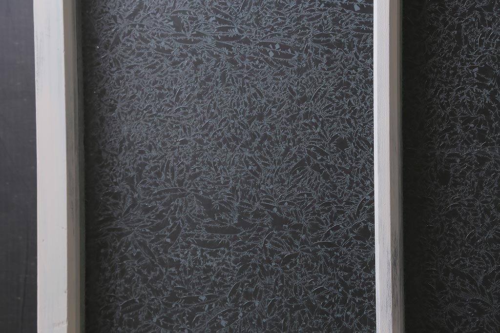 アンティーク建具　ペイント　色ガラス　やさしい雰囲気が漂うガラス戸2枚セット(引き戸、建具)(R-041265)