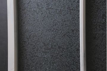 アンティーク建具　ペイント　色ガラス　やさしい雰囲気が漂うガラス戸2枚セット(引き戸、建具)(R-041265)