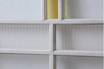 アンティーク建具　ペイント　色ガラス　やさしい雰囲気が漂うガラス戸2枚セット(引き戸、建具)(R-041265)