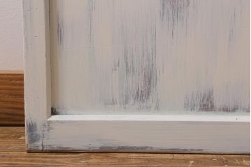 アンティーク建具　ペイント　色ガラス　やさしい雰囲気が漂うガラス戸2枚セット(引き戸、建具)(R-041265)