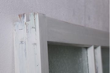 アンティーク建具　ペイント　色ガラス　やさしい雰囲気が漂うガラス戸2枚セット(引き戸、建具)(R-041265)