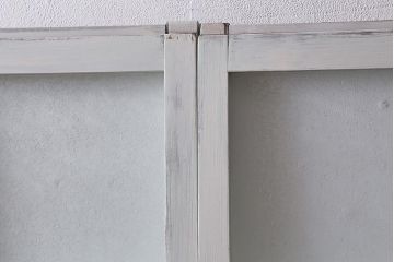 アンティーク建具　ペイント　色ガラス　やさしい雰囲気が漂うガラス戸2枚セット(引き戸、建具)(R-041265)
