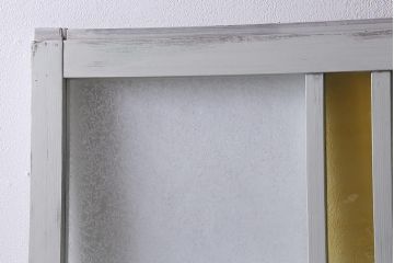 アンティーク建具　ペイント　色ガラス　やさしい雰囲気が漂うガラス戸2枚セット(引き戸、建具)(R-041265)