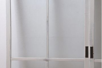 アンティーク建具　ペイント　色ガラス　やさしい雰囲気が漂うガラス戸2枚セット(引き戸、建具)(R-041265)