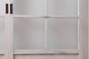 アンティーク建具　ペイント　色ガラス　やさしい雰囲気が漂うガラス戸2枚セット(引き戸、建具)(R-041265)