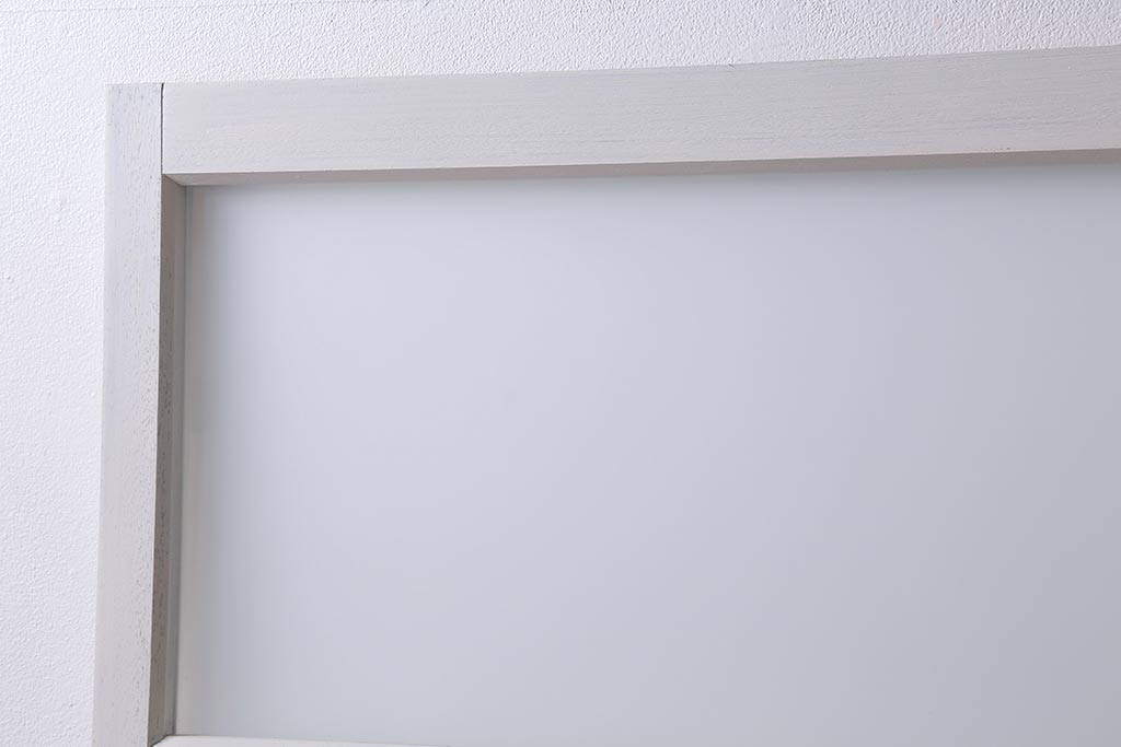 ヴィンテージ建具　レトロ　ダイヤガラス・すりガラス　清潔感漂うホワイトペイントのガラス戸2枚セット　(R-041266)