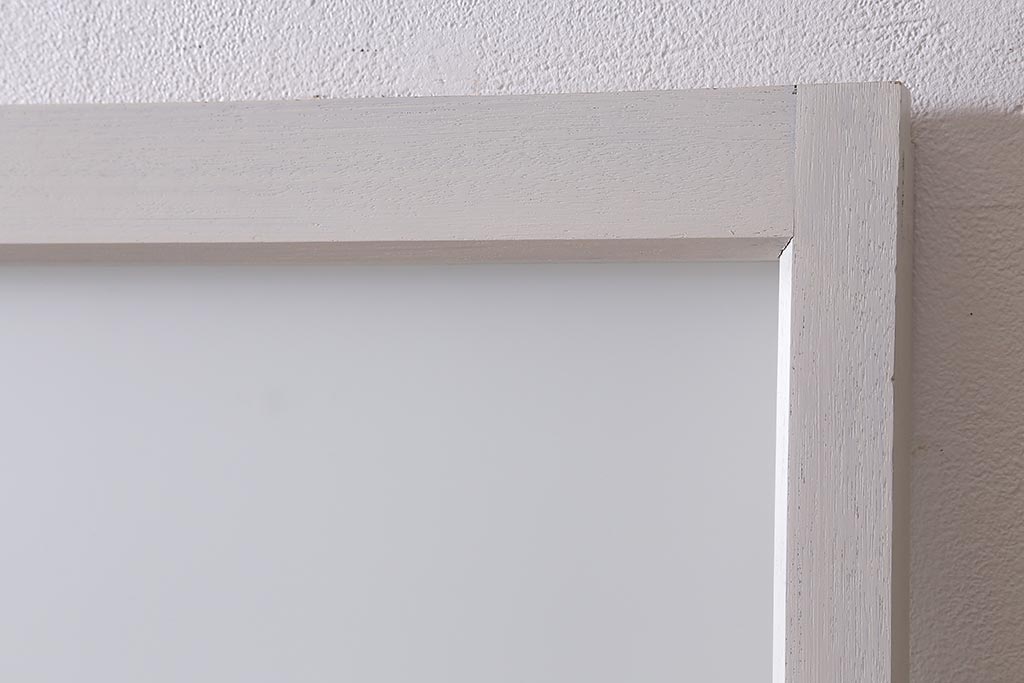 ヴィンテージ建具　レトロ　ダイヤガラス・すりガラス　清潔感漂うホワイトペイントのガラス戸2枚セット　(R-041266)