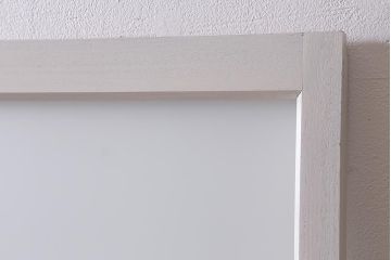 ヴィンテージ建具　レトロ　ダイヤガラス・すりガラス　清潔感漂うホワイトペイントのガラス戸2枚セット　(R-041266)