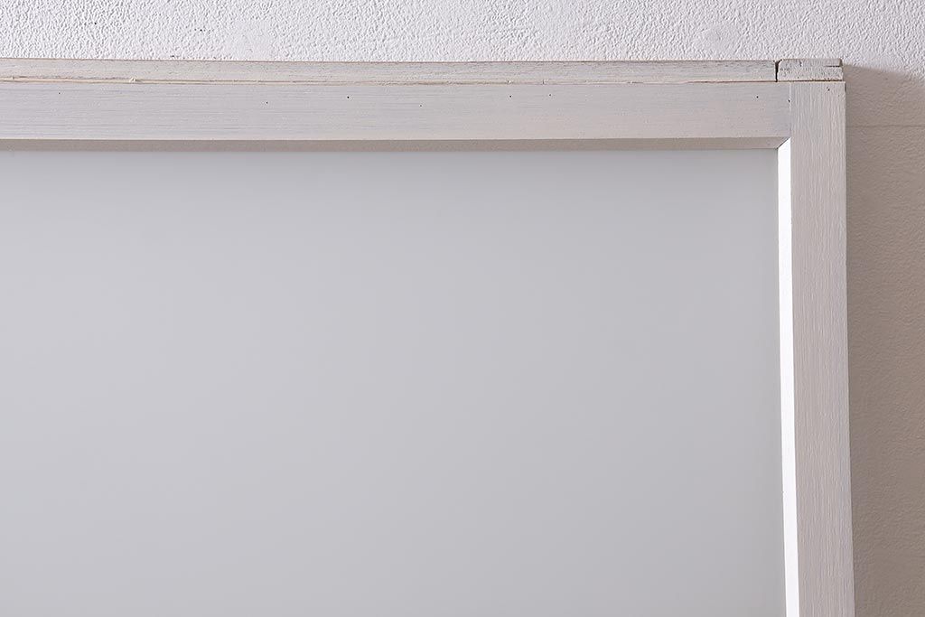 ヴィンテージ建具　レトロ　ダイヤガラス・すりガラス　清潔感漂うホワイトペイントのガラス戸2枚セット　(R-041266)