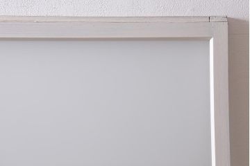 ヴィンテージ建具　レトロ　ダイヤガラス・すりガラス　清潔感漂うホワイトペイントのガラス戸2枚セット　(R-041266)