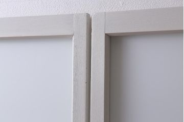 レトロ建具　ダイヤガラス・すりガラス　清潔感漂うホワイトペイントのガラス戸2枚セット(引き戸、建具)(R-041266)