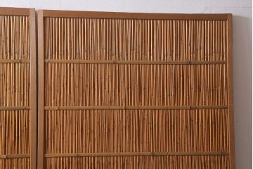 ビンテージ建具　上品な和の雰囲気を高める御簾戸2枚セット(簾戸、簀戸、葭戸、夏障子、夏戸、葦戸)(R-041268)