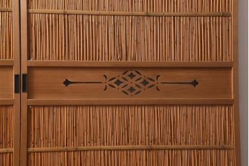 ビンテージ建具　上品な和の雰囲気を高める御簾戸2枚セット(簾戸、簀戸、葭戸、夏障子、夏戸、葦戸)(R-041268)