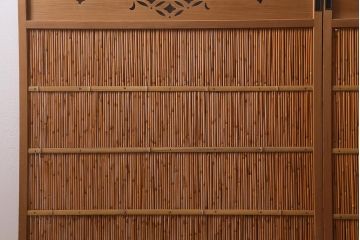 ビンテージ建具　上品な和の雰囲気を高める御簾戸2枚セット(簾戸、簀戸、葭戸、夏障子、夏戸、葦戸)(R-041268)