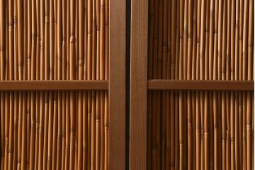 ビンテージ建具　上品な和の雰囲気を高める御簾戸2枚セット(簾戸、簀戸、葭戸、夏障子、夏戸、葦戸)(R-041268)