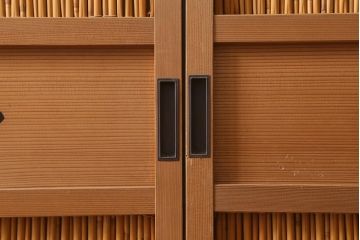 ビンテージ建具　上品な和の雰囲気を高める御簾戸2枚セット(簾戸、簀戸、葭戸、夏障子、夏戸、葦戸)(R-041268)