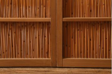 ビンテージ建具　上品な和の雰囲気を高める御簾戸2枚セット(簾戸、簀戸、葭戸、夏障子、夏戸、葦戸)(R-041268)
