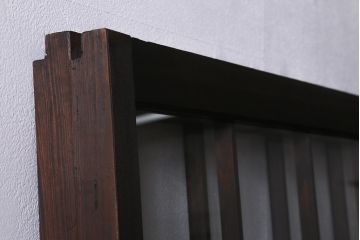 アンティーク建具　当店オリジナルガラス　昭和初期　花菱模様のガラスがレトロなガラス戸2枚セット(引き戸、建具)(R-041269)