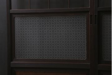 アンティーク建具　当店オリジナルガラス　昭和初期　花菱模様のガラスがレトロなガラス戸2枚セット(引き戸、建具)(R-041269)