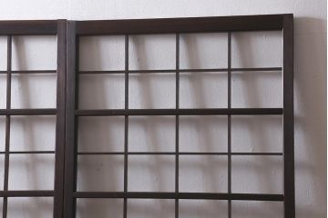 アンティーク建具　当店オリジナルガラス　昭和初期　花菱模様のガラスがレトロなガラス戸2枚セット(引き戸、建具)(R-041269)