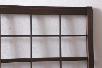 アンティーク建具　当店オリジナルガラス　昭和初期　花菱模様のガラスがレトロなガラス戸2枚セット(引き戸、建具)(R-041269)