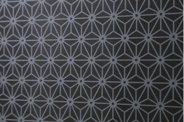 アンティーク建具　和製アンティーク　当店オリジナルガラス　麻の葉・すりガラス　シャビーなペイントが魅力的なガラス戸2枚セット　(R-041270)