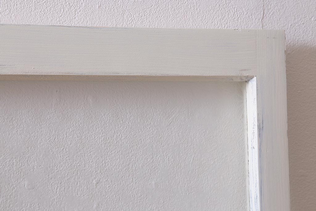 アンティーク建具　和製アンティーク　当店オリジナルガラス　麻の葉・すりガラス　シャビーなペイントが魅力的なガラス戸2枚セット　(R-041270)