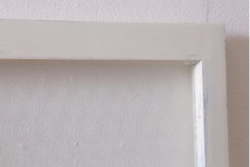 アンティーク建具　和製アンティーク　当店オリジナルガラス　麻の葉・すりガラス　シャビーなペイントが魅力的なガラス戸2枚セット　(R-041270)