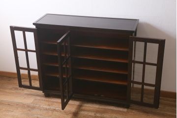 中古　北海道民芸家具　リメイク　脚付き　高級感が漂う収納棚(飾り棚、食器棚)(R-041274)