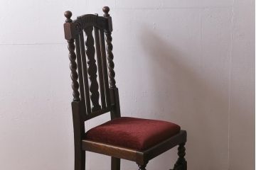 アンティーク家具　イギリス　オーク材　ジャコビアン様式　優美なデザインが魅力のダイニングチェア(椅子、ハイバックチェア)(R-041278)