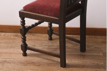 アンティーク家具　イギリス　オーク材　ジャコビアン様式　優美なデザインが魅力のダイニングチェア(椅子、ハイバックチェア)(R-041278)