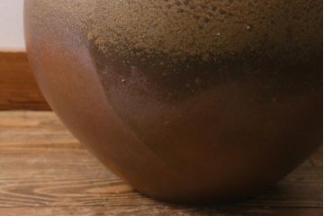 アンティーク雑貨　備前焼　山下譲治作　扁壷(花器)(R-041279)