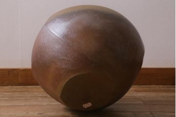 アンティーク雑貨　備前焼　山下譲治作　扁壷(花器)(R-041279)