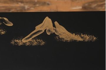 アンティーク雑貨　大正昭和初期　金蒔絵木製巻花台(漆器梨地)(R-041281)